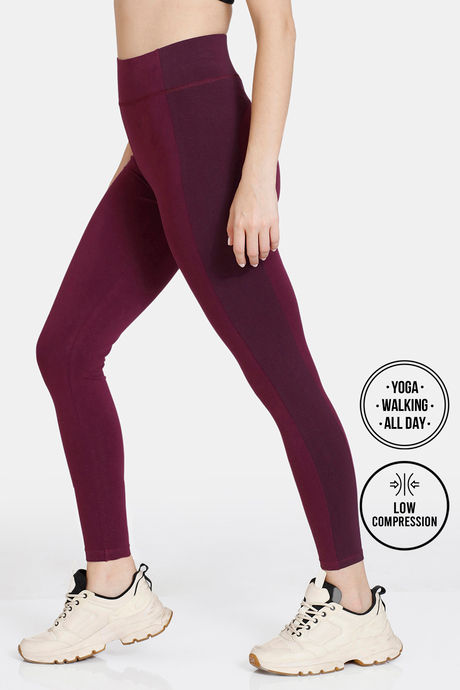 Buy Zelocity High Rise Light Support Leggings Grape Wine at Rs